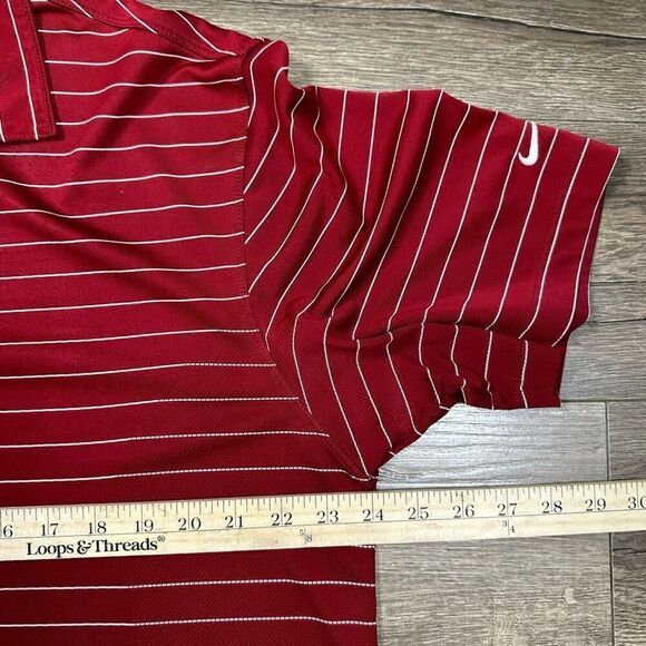 Nike Golf Men’s Size Large Golf Polo Shirt Red Striped Athletic Stretch Dri Fit - Picture 4 of 6